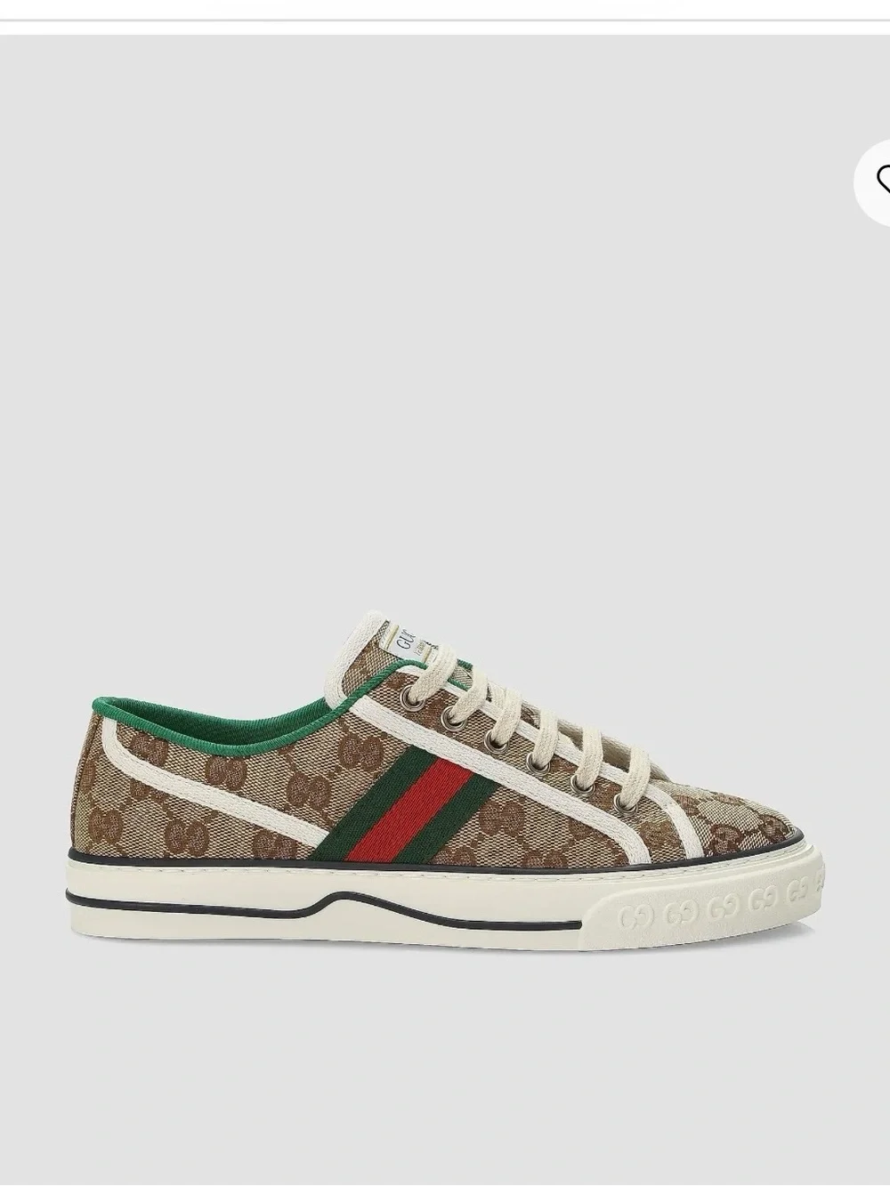 Gucci Women’s Brown GG Canvas Low-Top Sneaker with Green & Red Web